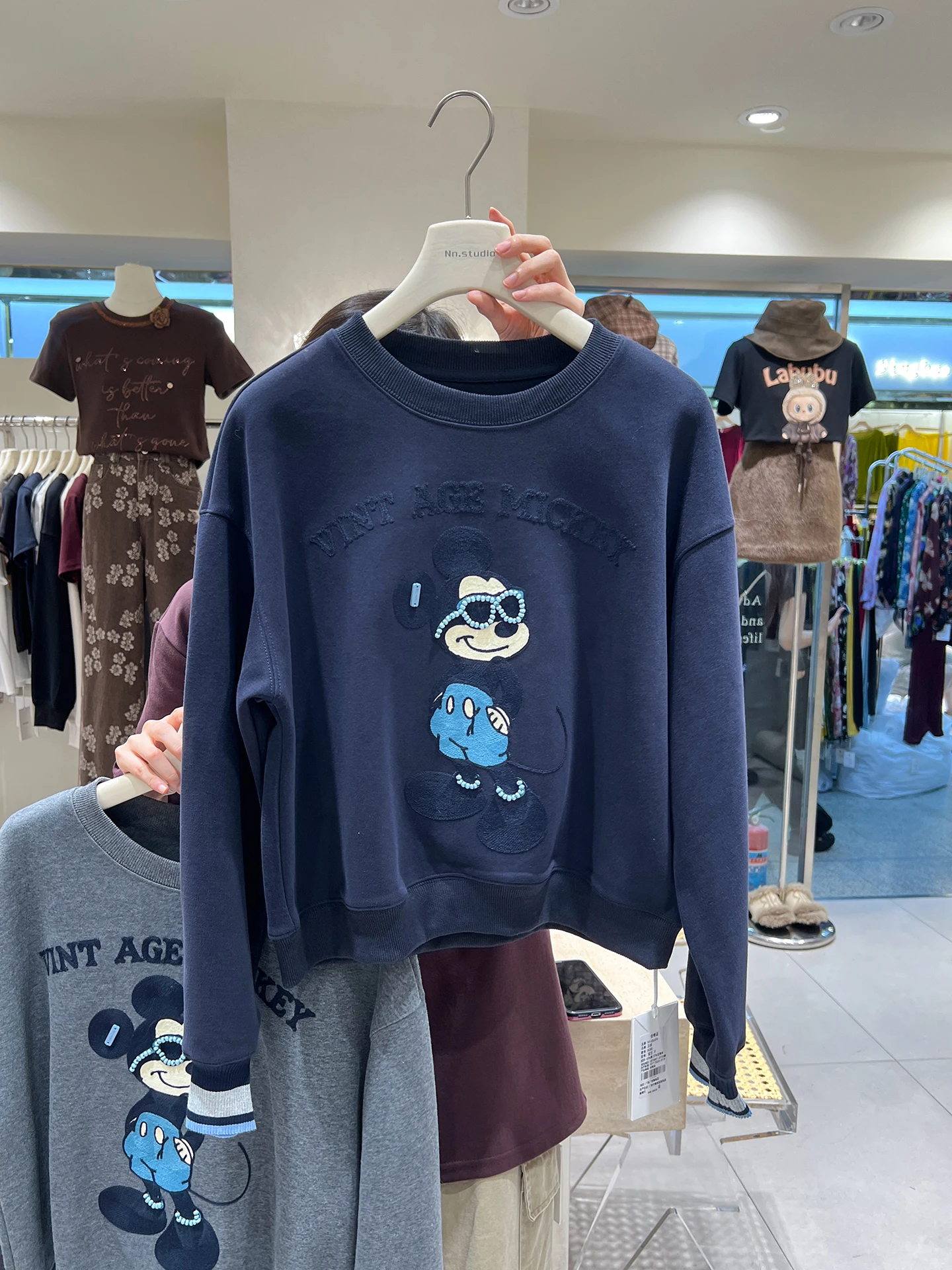 European Heavy Embroidery Crew Neck Sweatshirt for Women 2025 Autumn Winter High-end Cartoon Jacket Streetwear Women