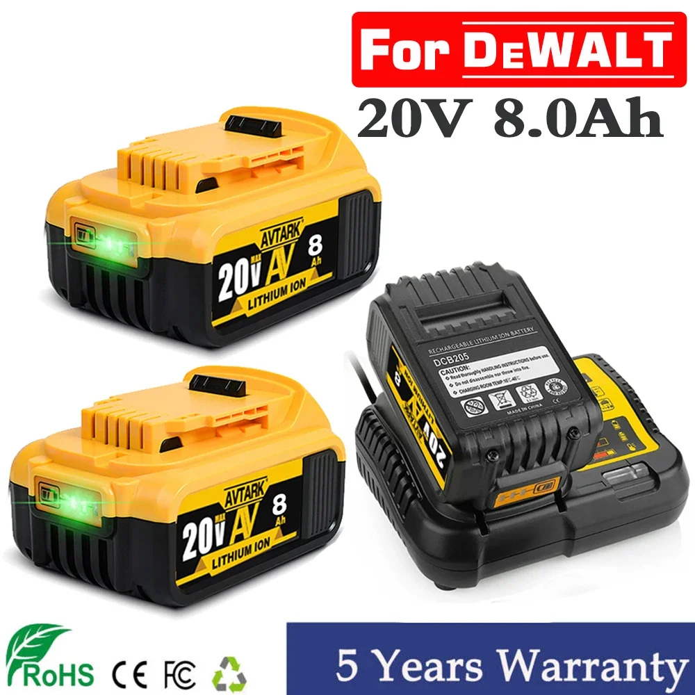 NEW Battery Compatible with dewalt power Tools 18V 8Ah rechargeable electric tool Lithium batteries 20V 18Volt 18v 5Ah 6Ah 8Ah