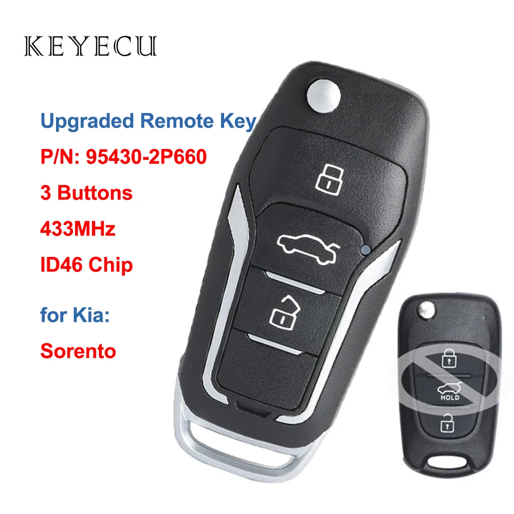 

Keyecu Upgraded Remote Control Car Key Fob 3 Buttons 433MHz ID46 Chip for KIA Sorento 2011 2012 P/N: 95430-2P660