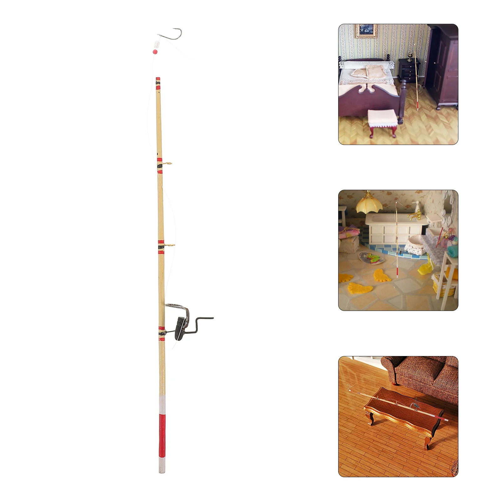 

Mini Fishing Rod House Decor for DIY Animal Ornament Plastic Small Photography Props
