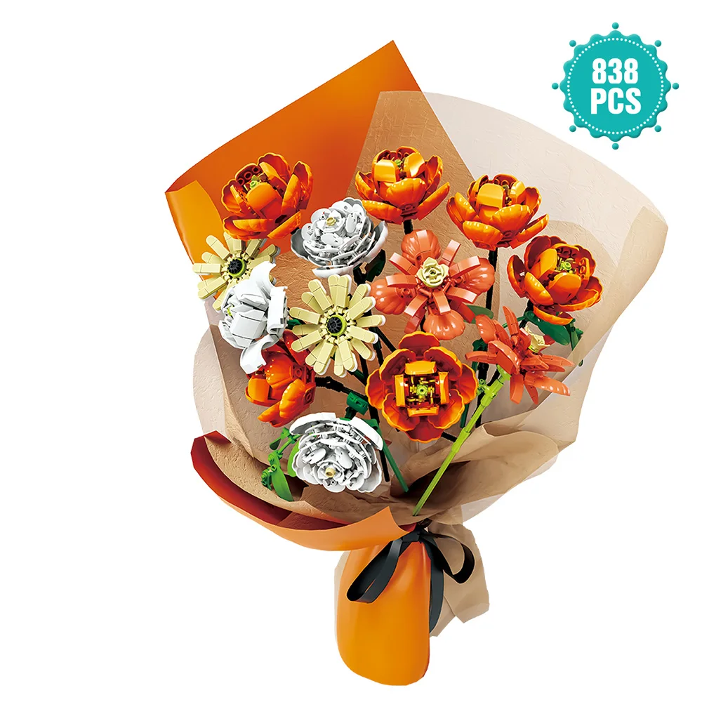 

Roses Everlasting Flower Building Blocks Bouquet Dream Come True Bouquet Suit For Lovers Friends Graduation Christmas Gifts