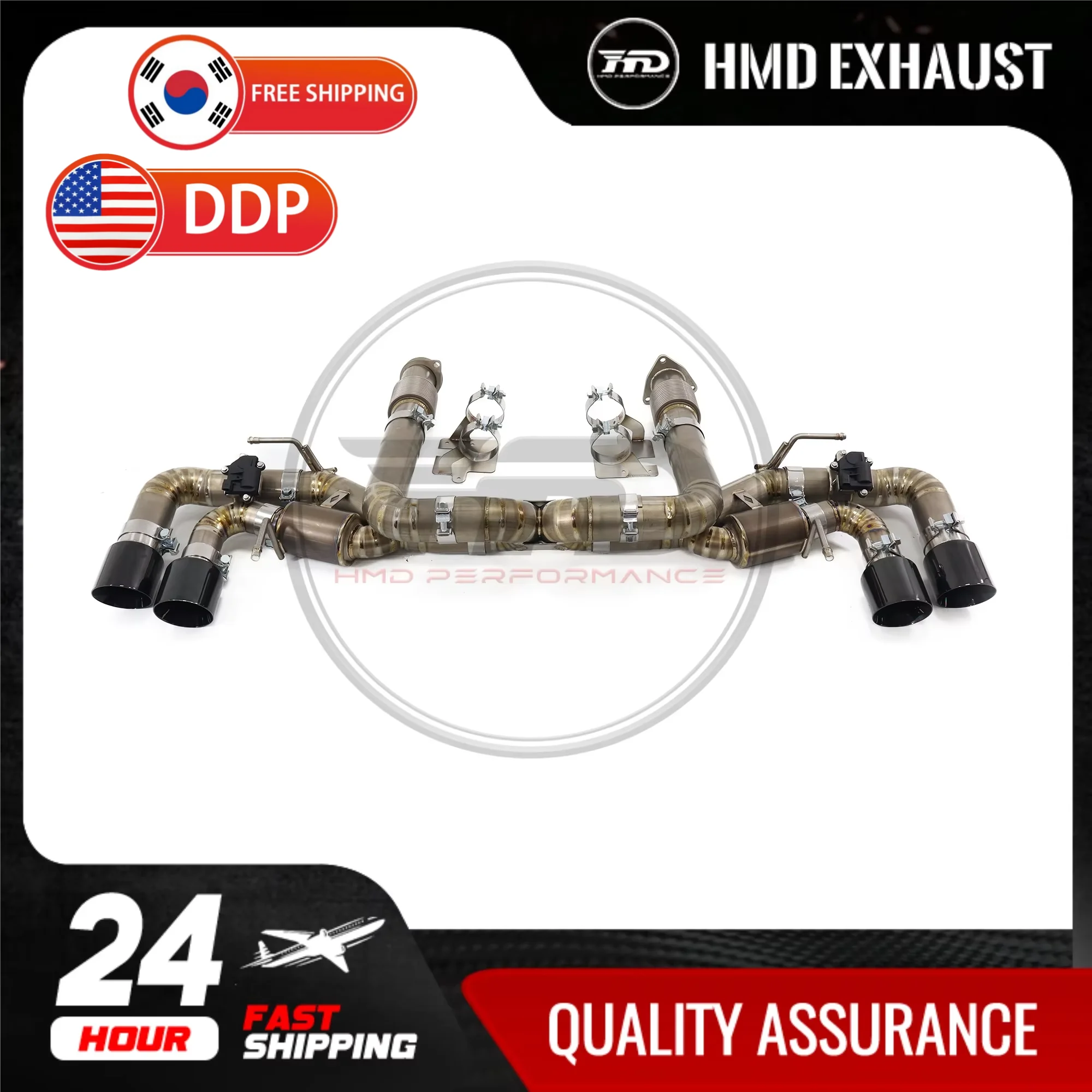 

HMD Hot sale Titanium Exhaust System Performance Catback Exhaust for Chevrolet Corvette C8 Valve Muffler With X Racing Pipe