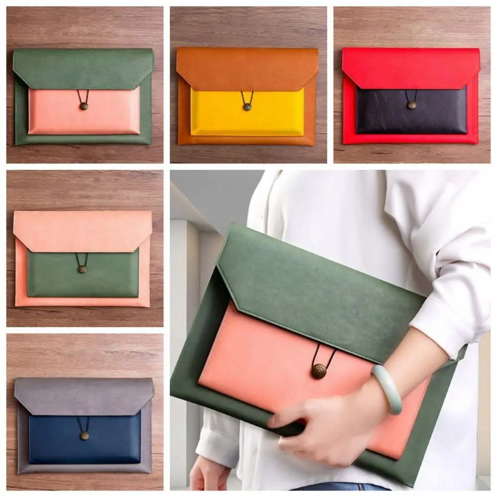 

Thickening A4 Paper Leather File Bag Multi-function Waterproof Documents Storage Bag Dustproof Large Capacity A4 Folder