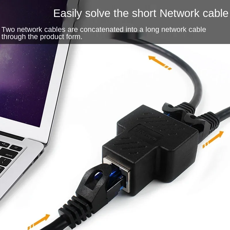 Adaptador Ethernet negro, extensor de Cable Lan, divisor para conexión de Internet, acoplador divisor Cat5 RJ45, enchufe Modular de contacto