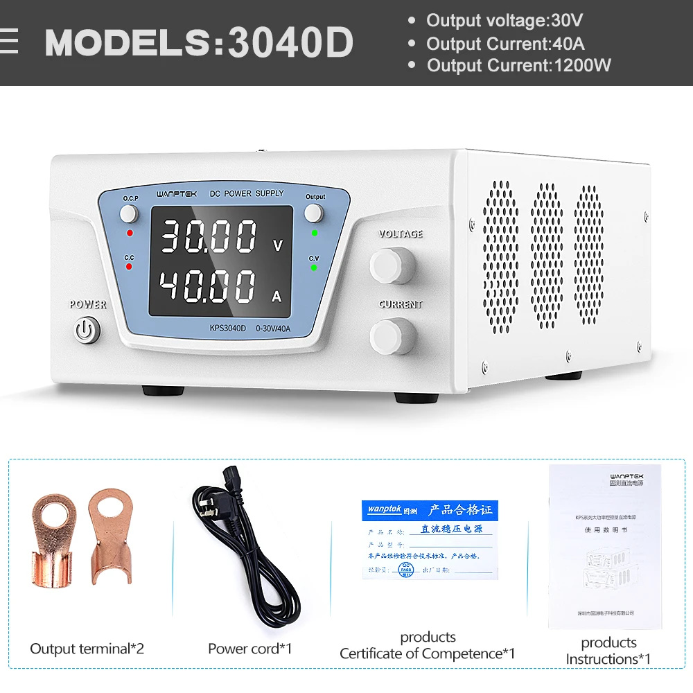 Wantek Solid Test High-Power Adjustable Dc Regulated Power Supply 100A Electroplating Experiment Aging Maintenance Power Supply