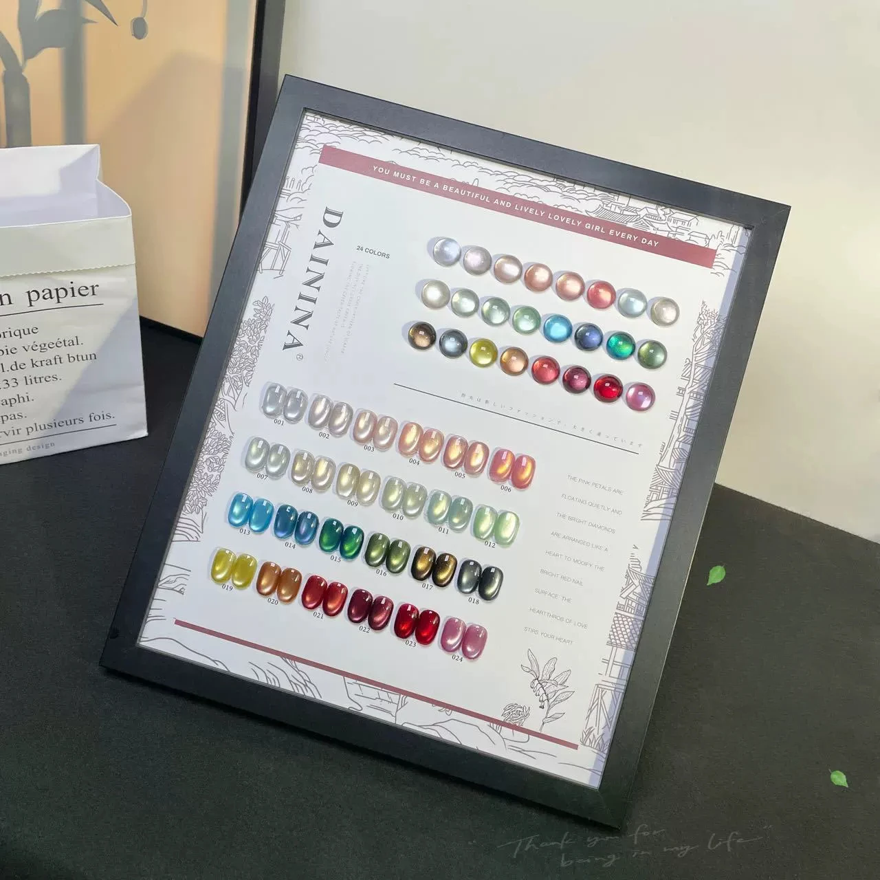 

24Pcs Pink Water Light Cat Magnetic Nail Gel Polish Aurora Spar Glitter Glass Bead Soak Off UV LED Semi-Permanant Gel Varnishes