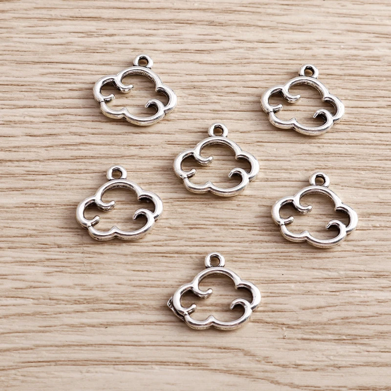 Tusember 30 Stück 13*15mm Sommer-Legierungs-Hohle-Wolken-Anhänger für DIY-Halsketten, Ohrringe, handgefertigte Schmuckherstellung und Zubehör – Detail 1
