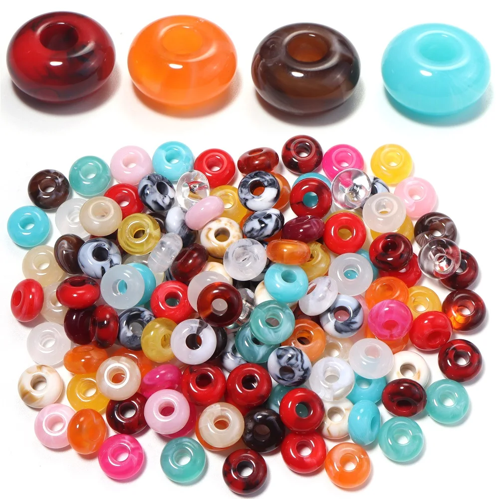 50 Stück 14x7mm zweifarbige Acrylperlen mit großem Loch, Abakus-Perlen als Abstandshalter für Schmuckherstellung, DIY-Halsketten, Armbänder, Schlüsselanhänger – Detail 4