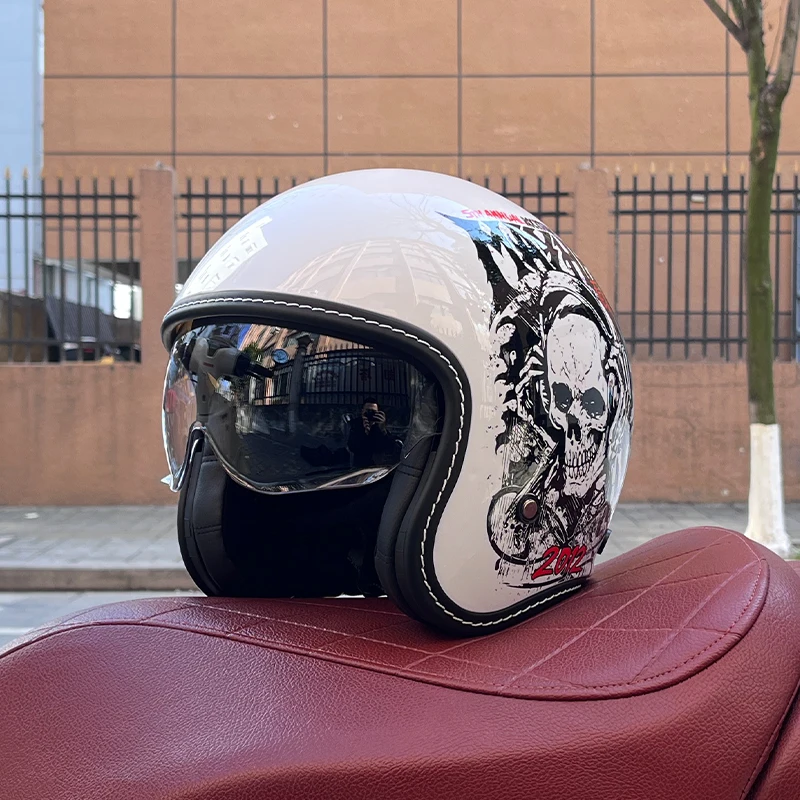 2024 NEW motorcycle helmet for men and women 3C certification 3/4 helmet retro half helmet motorcycle commuting for all seasons