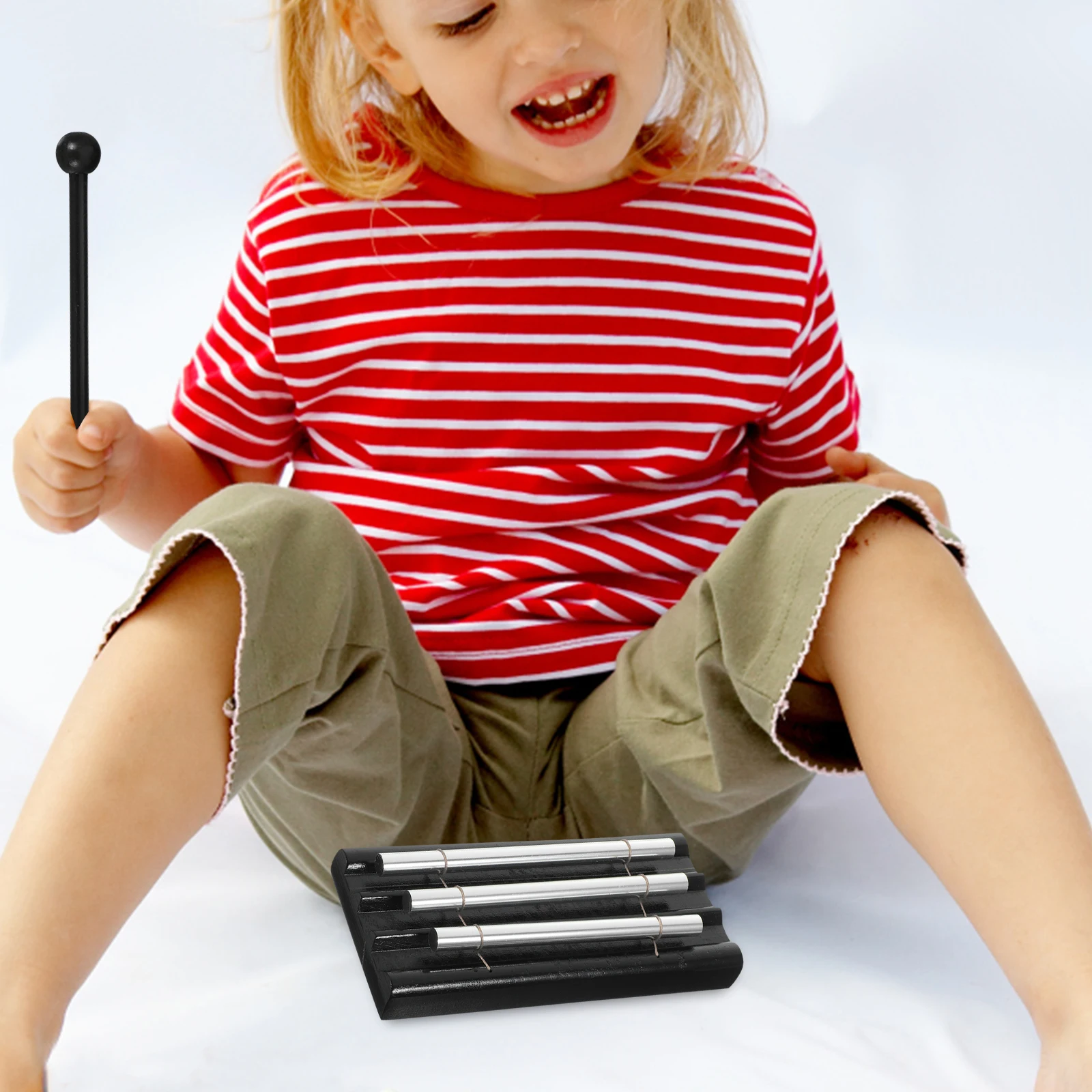 

Chime Percussion Chimes with Mallet Triangle Musical Instrument Hand Instruments Black
