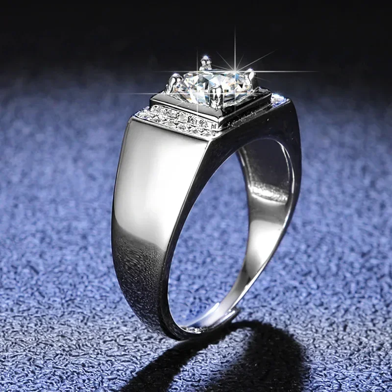 Platina Pt950 Moissanite Diamanten Ringen voor Mannen 1 Karaat D Kleur Klassieke Vier Klauw Moissanite heren Ring Rij heren Ring Sieraden