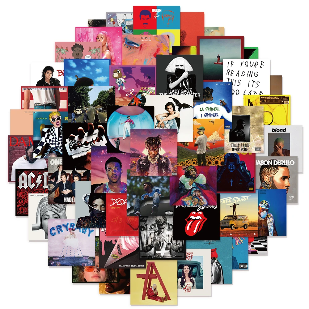 55PCS Singer Album Cover Graffiti Stickers DIY Luggage Laptop Tablet Speaker Decoration Wall Stickers Gift Stickers