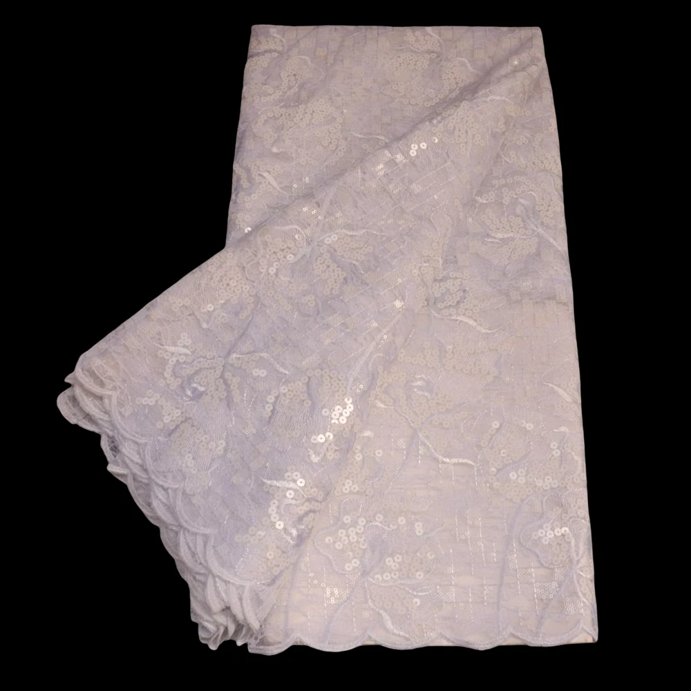 White African French Tulle Sequins Lace Fabric 2021 High Quality Lace Material Nigerian Lace Fabrics For Garment Sewing