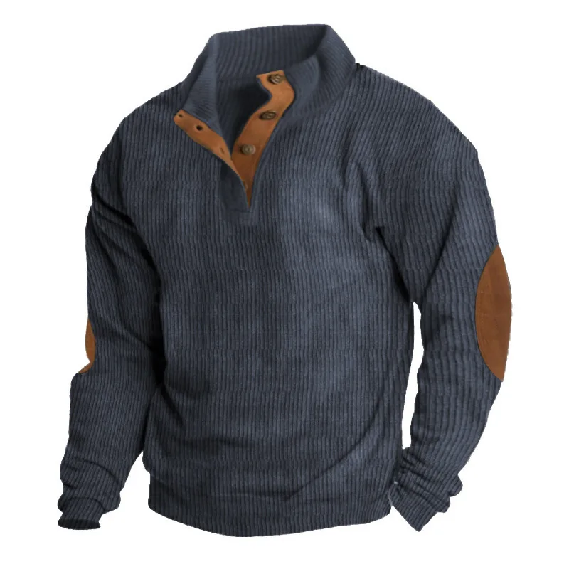 

Men's Independent Stand Sweatirt Rduroy Pullover Henry i plus Size Casual Youthful Sle Spring Season Long Sve