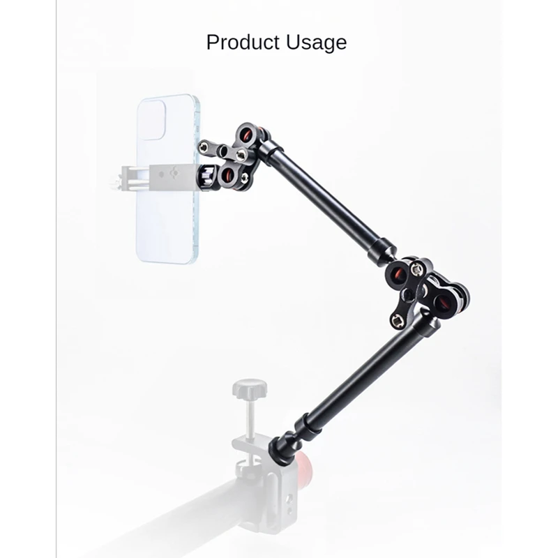 Supporto a mano universale tutto in metallo a doppia sezione Monitor a braccio esteso multifunzionale Lazy Man Stand accessori per fotocamere