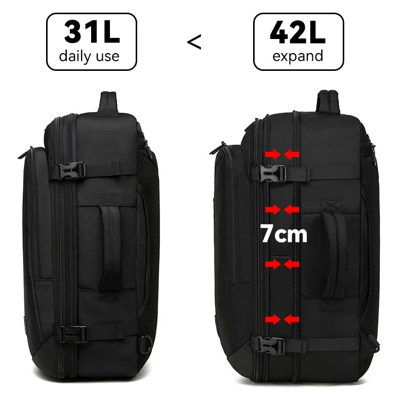 42L large capacity expandable 15.6-inch laptop backpack with multiple compartments for business commuting and leisure computer h