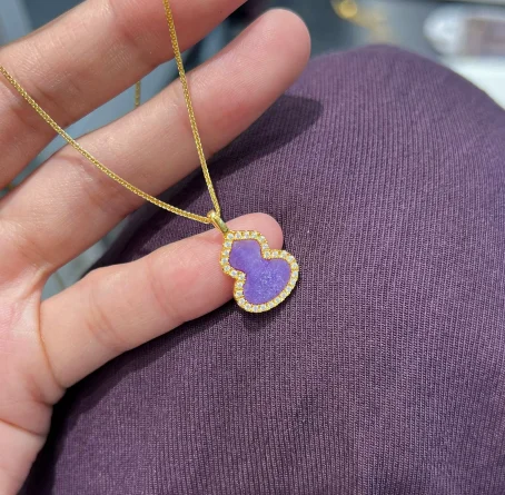 2026 new style 18k real gold gourd pendants for girls purple shell gourd pendant birthday gift