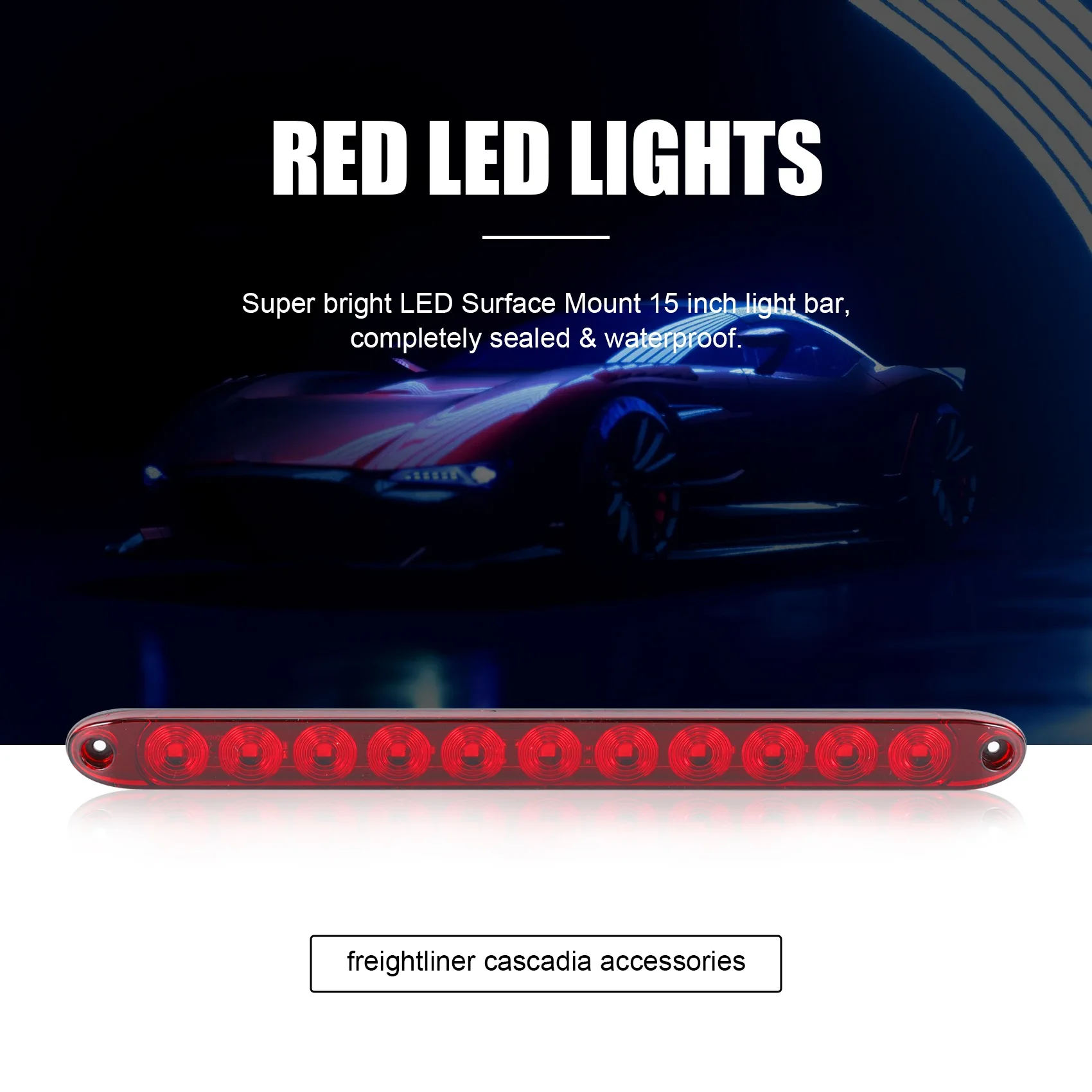 2Pcs Red 15 Inch 11 Led Trailer Light Bar Sealed Stop Turn Tail Park Third 3Rd Brake Light Truck Trailer Marker Id Bar