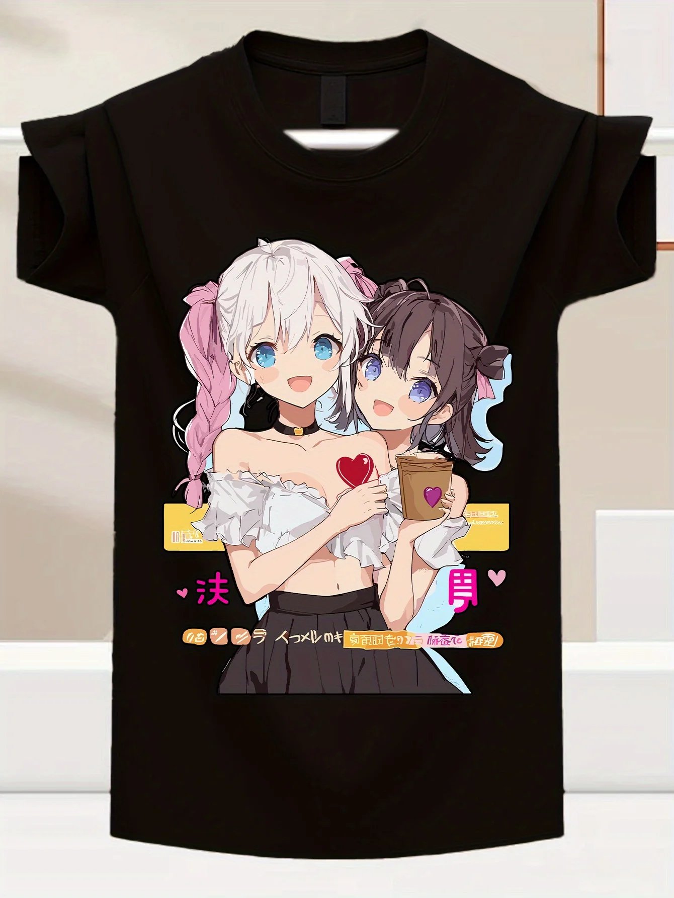 

Japanese Sexy Cute Girl, Four Seasons Short Crew Neck Street Style 100 % Cotton T - Shirt, Men' S
