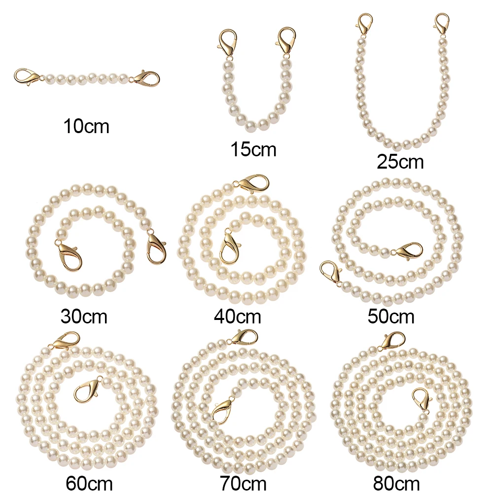 8mm Pearl Strap for Bags Handbag Handles DIY Purse Replacement Long Beaded Chain for Shoulder Bag Straps Pearl Belt