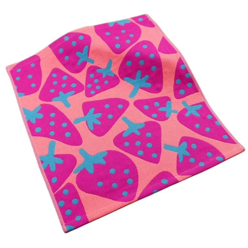 35X40CM Cotton Face Towel 3 Colors Thick Absorbent Jacquard Gauze Strawberry Party Handkerchief Fruit Pattern Hanging Hand Towel
