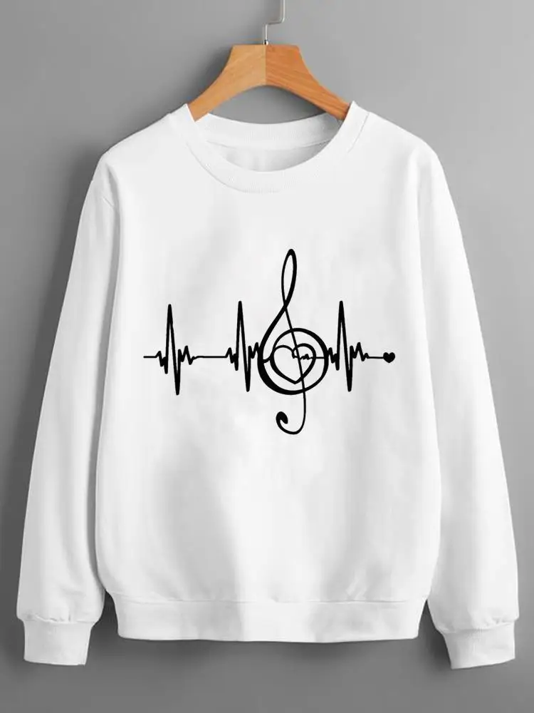 

Print Lady Music Love Trend Lovely Fleece Pullovers Fashion O-neck Clothing Women Ladies Graphic Long Sleeve Sweatshirts
