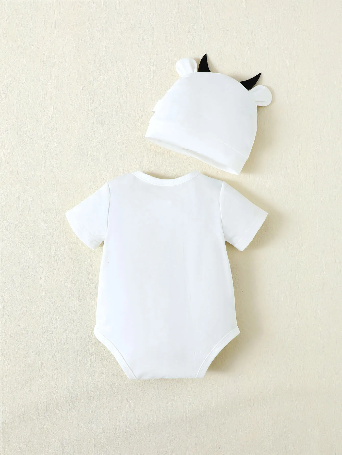 0-9 Monate Neugeborenes Baby Mädchen Body, süßer kleiner Milchkuh-Body und Mütze, 2-teiliges Set, geeignet für Babys, Mädchen, Sommer-Mode-Body – Detail 2