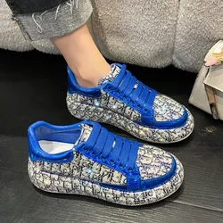 Damskie buty na co dzień ze strasami ręcznie robione diamentowe inkrustowane modne buty deskorolkowe Trend wszechstronne buty sportowe na grubej podeszwie