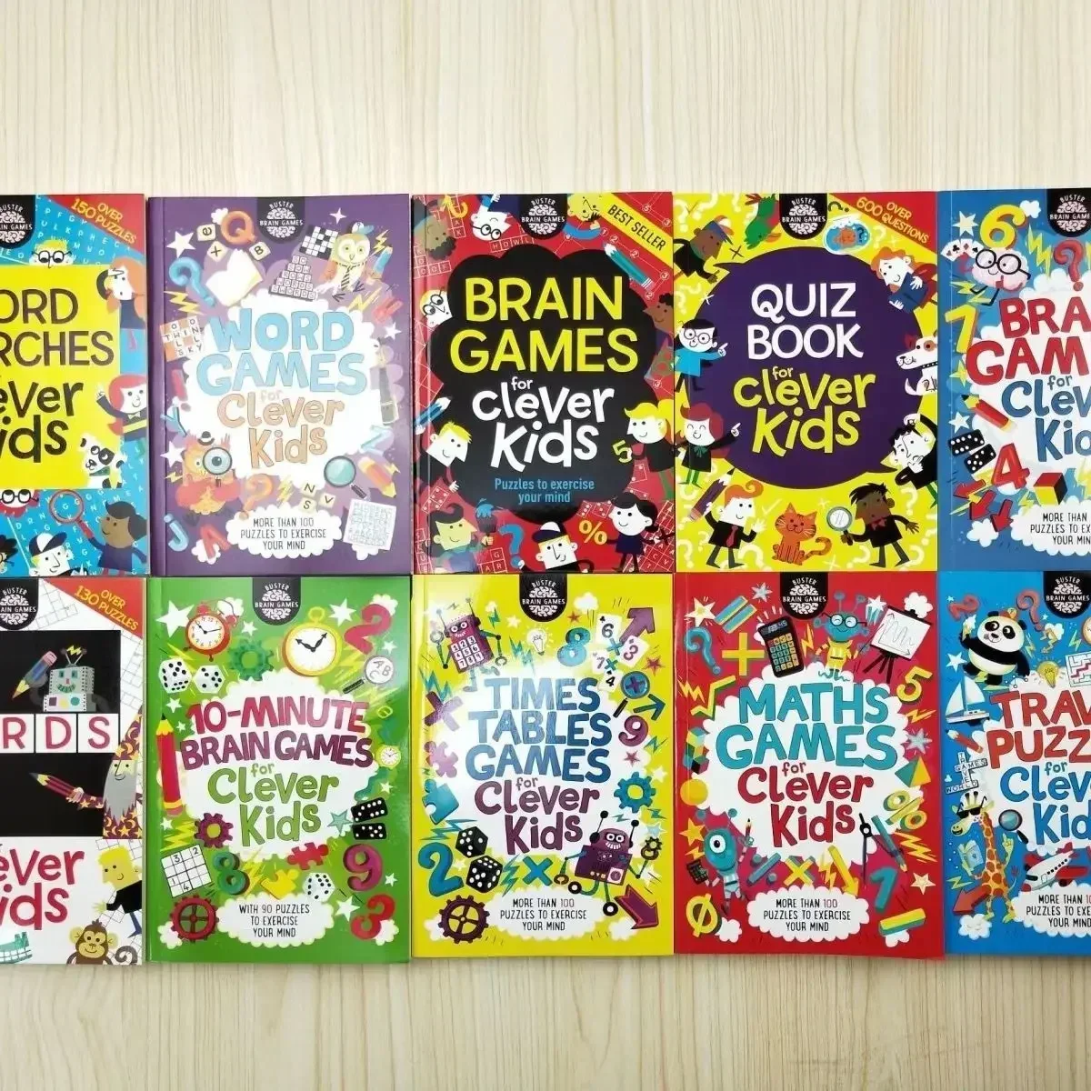 10PCS Parole Ricerca Cervello Matematica Tempi Tavoli Giochi Quiz Puzzle di Viaggio per Bambini Intelligenti Libro di Lettura Inglese Bambini EducativiBoo
