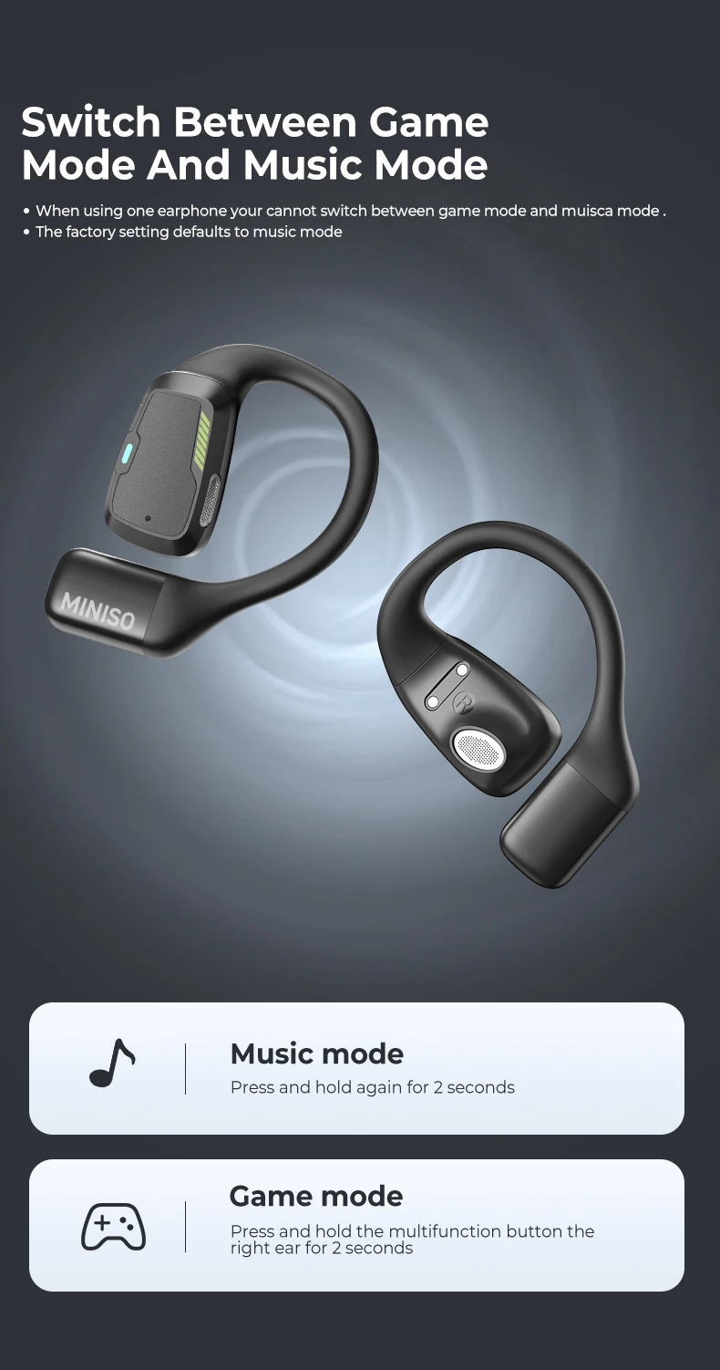 [AI Translator] MINISO M98 Drahtlose Kopfhörer OWS Sport Bluetooth Kopfhörer Gaming Headset ASMR APP Übersetzung Ohrhörer IPX5 – Detail 12