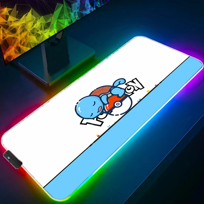 

Anime RGB Pad Mouse Backlight HD Print Computer Pokemon Pikachu Gamer Locking Edge LED Mousepad XXL Keyboard PC Mice Mats Pad