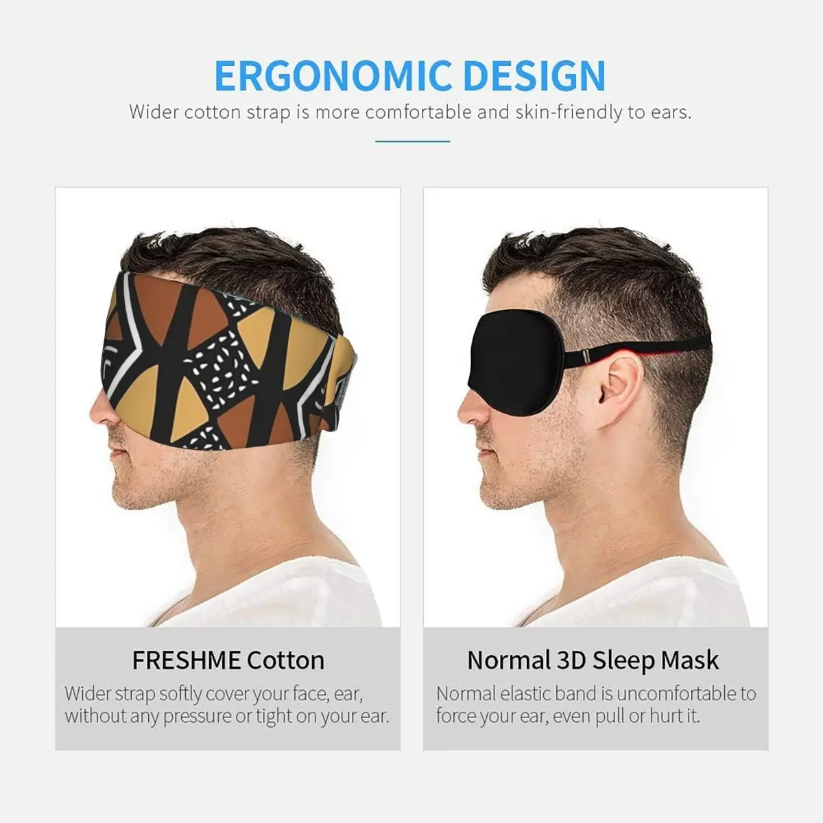 African Mud Cloth Mali sleep eye mask Light Blocking Portable Eye Cover for Girls Boys Travel Party Gift Eyeshade eyepatch view 5