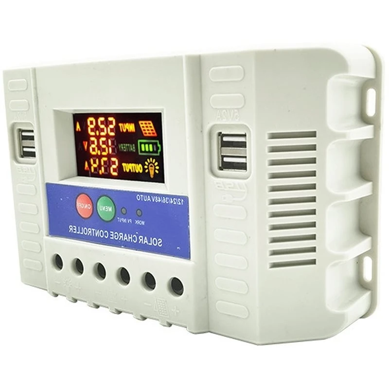 Friction-Free】For Lead-Acid/Gel/Li-Ion/Lifepo4 60A 12V/24V/36V/48V Smart Solar Charge Controller PWM 3-Stage Auto, LCD Display