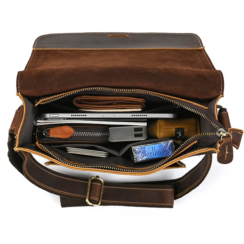 Vintage Fashion Men\'s Shoulder Bag Genuine Leather Men Sling Bag Cow skin genuine leather crossbody men messenger bag male