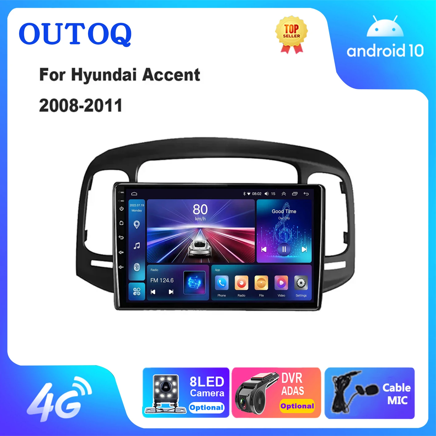 

for Hyundai Accent 2008-2011 Android 13 Car Radio Multimedia Video Player Auto Stereo GPS Navigation Bluetooth Carplay Head Unit