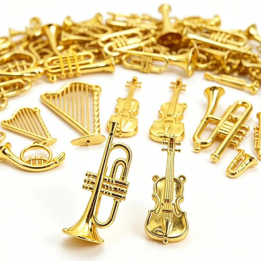 13/26pcs Vintage Golden Mini Instrument Pendant, Creative Craft Thing for BJD Diorama Layout, Small Handcraft Ornament Decor XJM