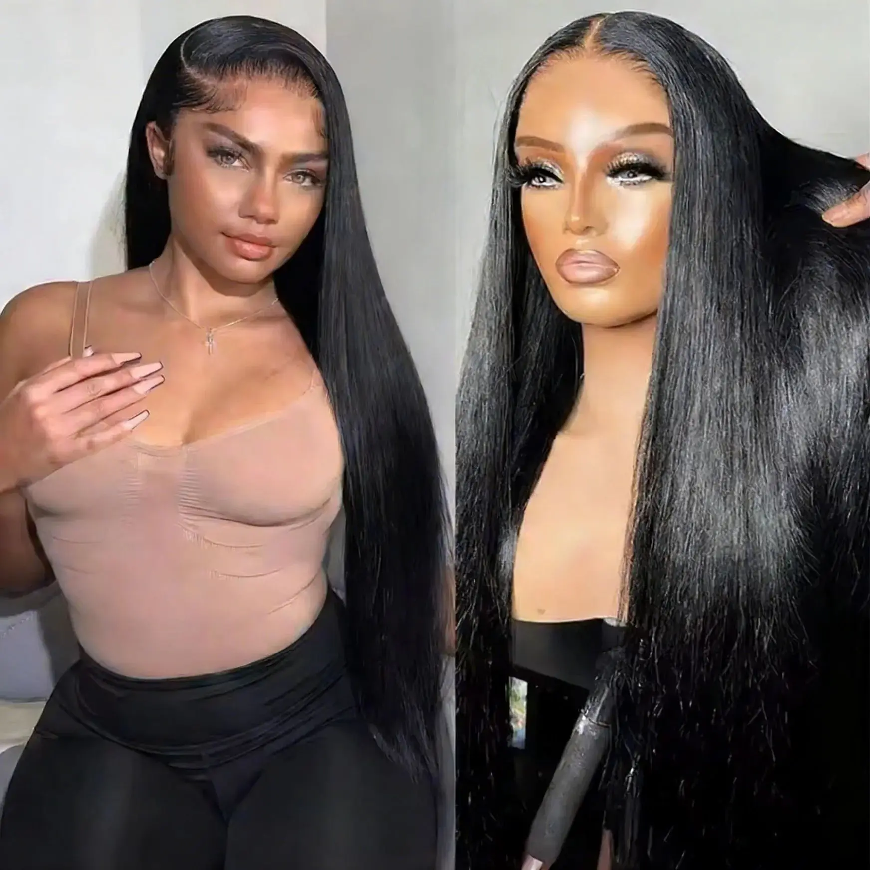 

Прямые парики с кружевной передней частью, натуральный цвет, 100% человеческие волосы, предварительно снятые пряди, бразильские прямые парики Remy с кружевной передней частью для женщин, распродажа