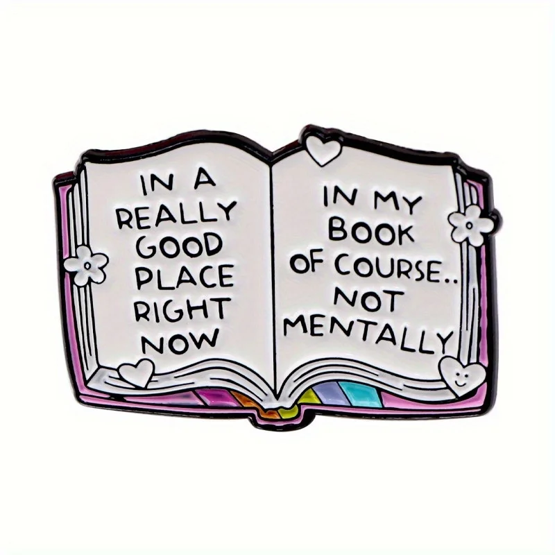Humorous Literary Zinc Alloy Enamel Book Pin Brooch - Unisex Fashion Jewelry for Backpacks and Clothing