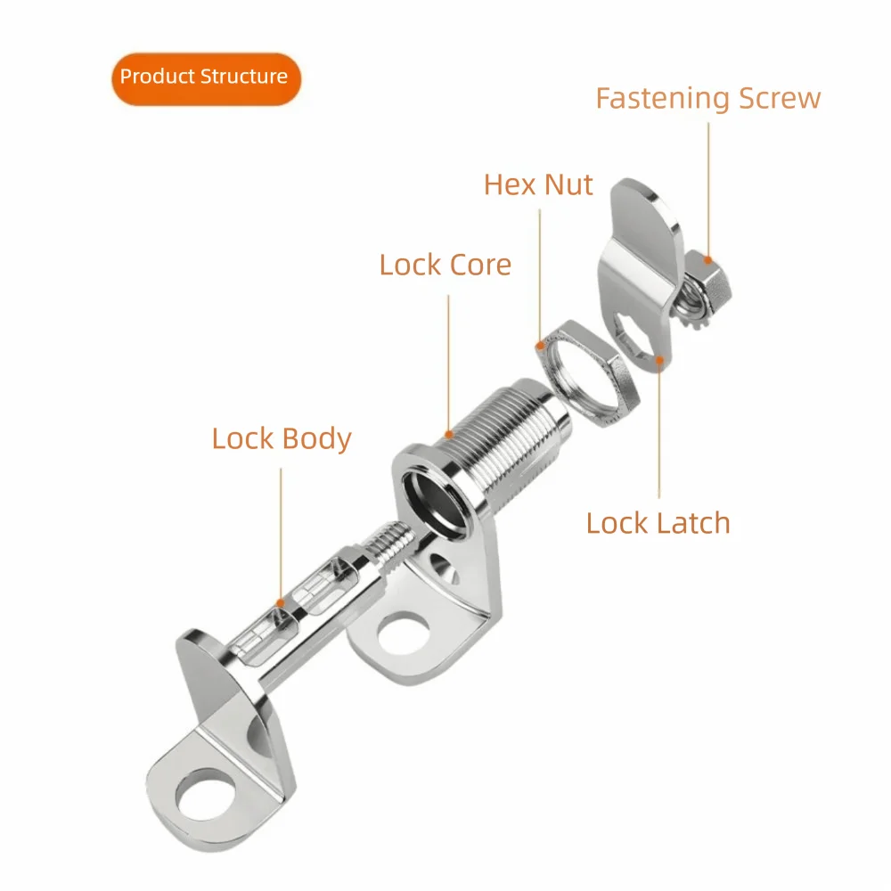 Zinc Alloy Construction Cabinet Door Padlock Rotary Tongue Mechanism Security Lock Furniture Padlock Matte Silver Finish