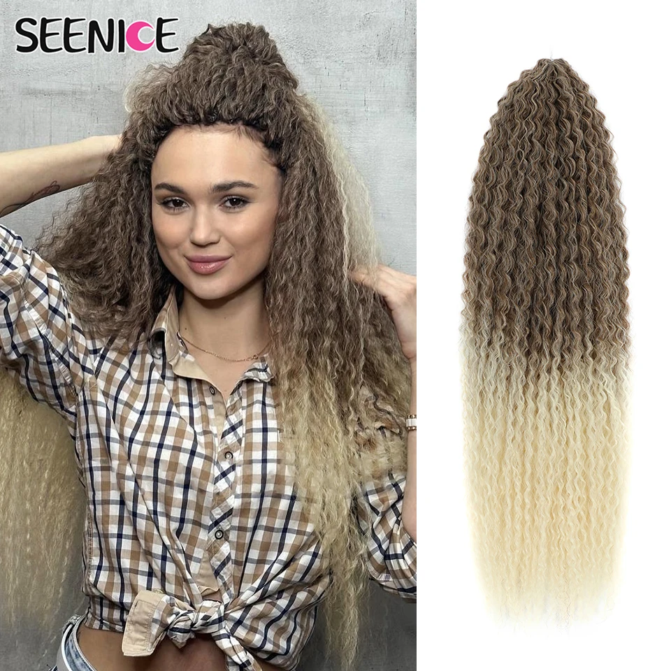 

20-28Inch Afro Kinky Curly Hair Twist Crochet Hair Synthetic Brazilian Fake Hair Ombre Blonde Braiding Hair Extensions For Women