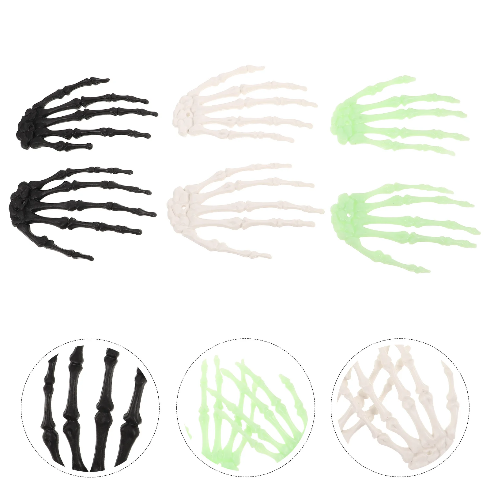 

3Pair Halloween Skull Hands Plastic Spooky Hand Props Realistic Bone Texture for Haunted Party Decorations