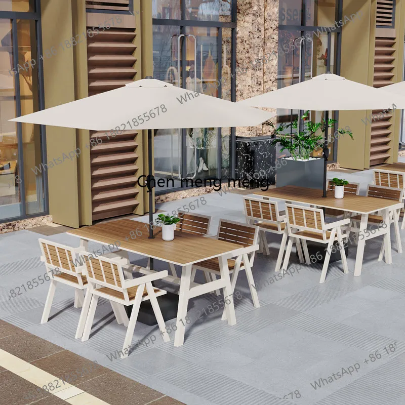 

Outdoor table and chair combination courtyard waterproof and sunscreen plastic wood combination balcony casual