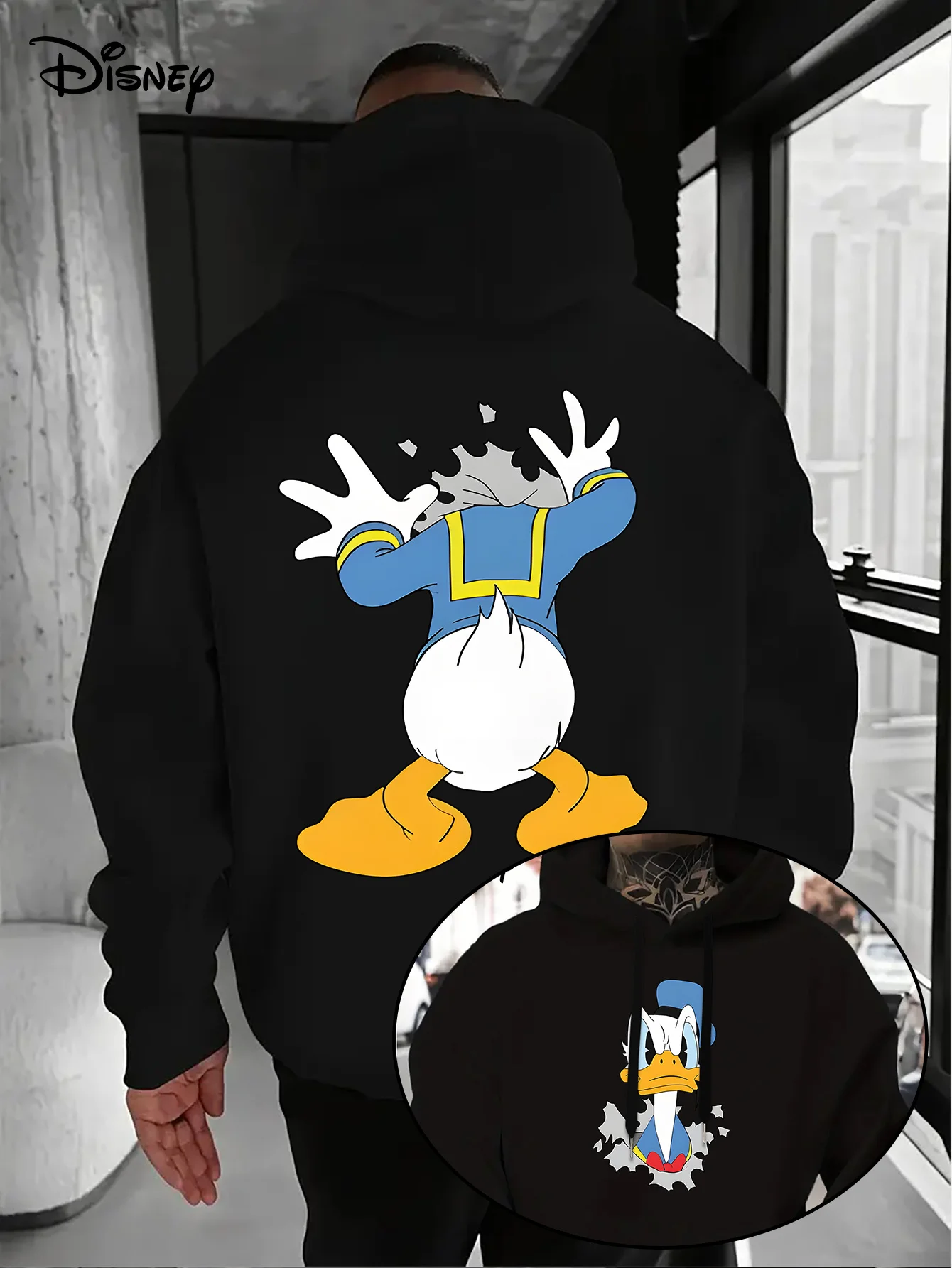 メンズ ディズニー ドナルドダック クリスマス パーカー ファッション オーバーサイズ ユニセックス スウェットシャツ 秋と冬 フリース カジュアル 多用途