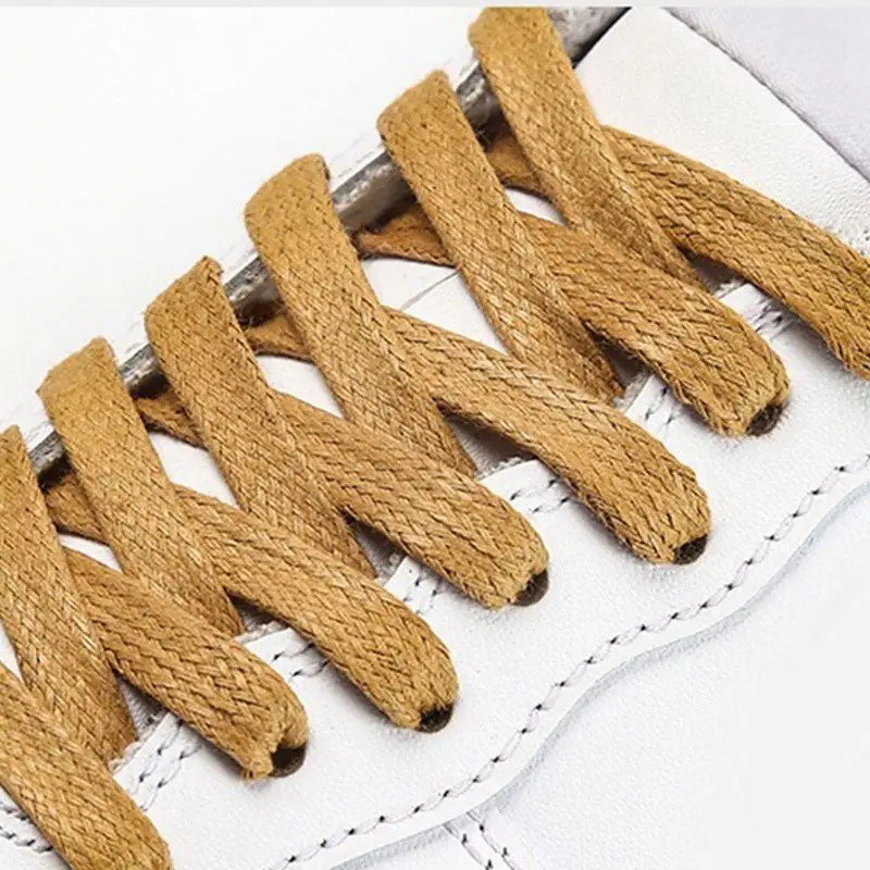 1 Pair Waxed Cotton Shoelaces 0.8CM Width Flat Waterproof Shoe laces Unisex Boots Casual Sneakers Shoelace Leather Lace Shoes