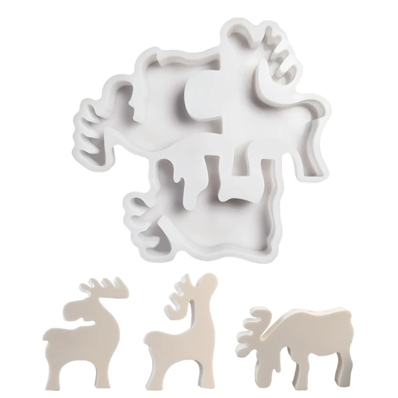 

3-in-1 Christmas Elk Silicone Molds for Epoxy Resin, Chocolate, Fondant, Plaster Decoration, Christmas Decoration