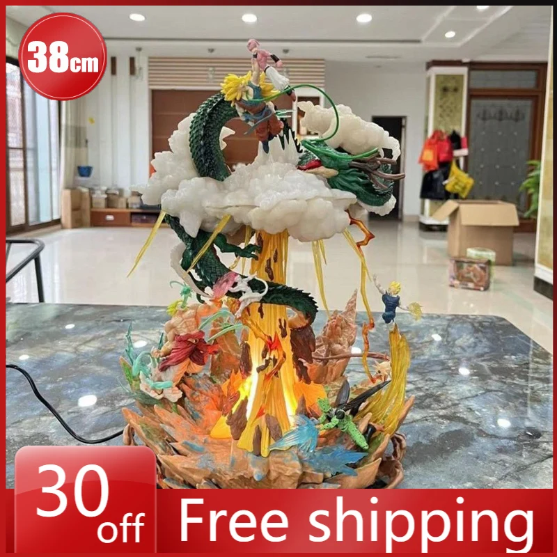 

38 см фигурка Dragon Ball Son Goku vs Vegeta IV Can glow аниме игровая модель украшения для рабочего стола праздничные подарки детские игрушки