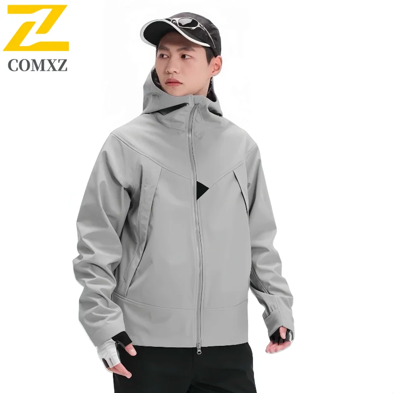 

2025 New Couple Charge Jacket Soft Shell Windproof Waterproof Wear Resistant Hooded Windbreaker Outdoor Camping Adventure Jacket