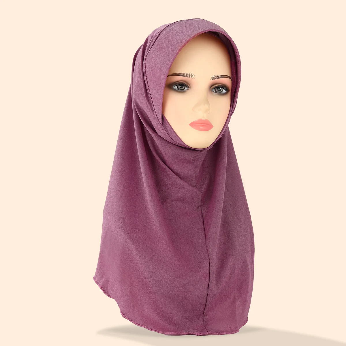 Malaysian Women Pullover Headscarf Star Sand Solid Color Hard Brim Bag Chin Hat Headscarf Women