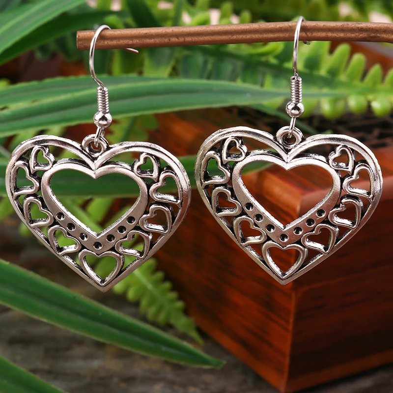 أقراط متدلية على شكل قلب من سبيكة عرقية للنساء والفتيات وهدايا مجوهرات للحفلات والعطلات #3