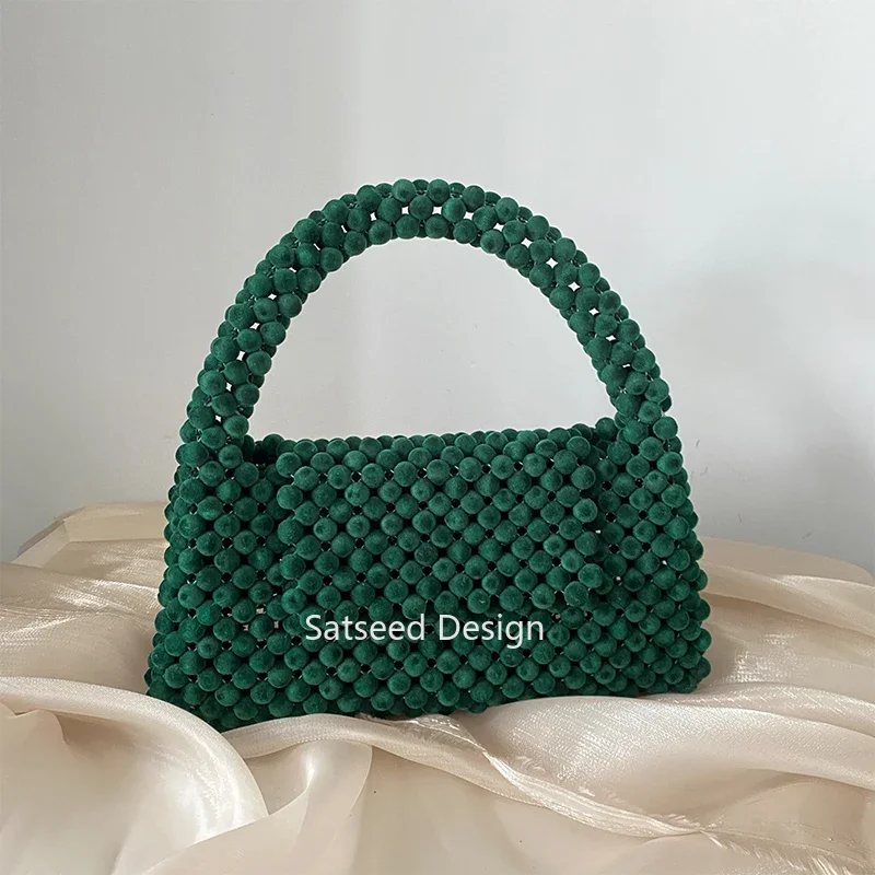 Velvety Bead Fashion Winter Christmas Bag Handmade Women\'s Shoulder Bags Summer Senior Handbag Gift Party Designer Dinner Bags